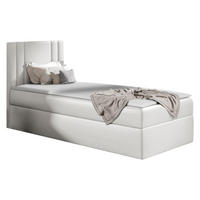 BOXBETT Carmen Mini, Seite zum Öffnen des Bettkastens: Links - Weiß, Holz (80/200cm) - MIRJAN24