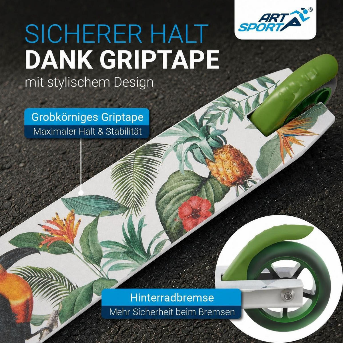 STUNTSCOOTER Hawaiana - Grün, Metall (66/47/84cm) - Artsport