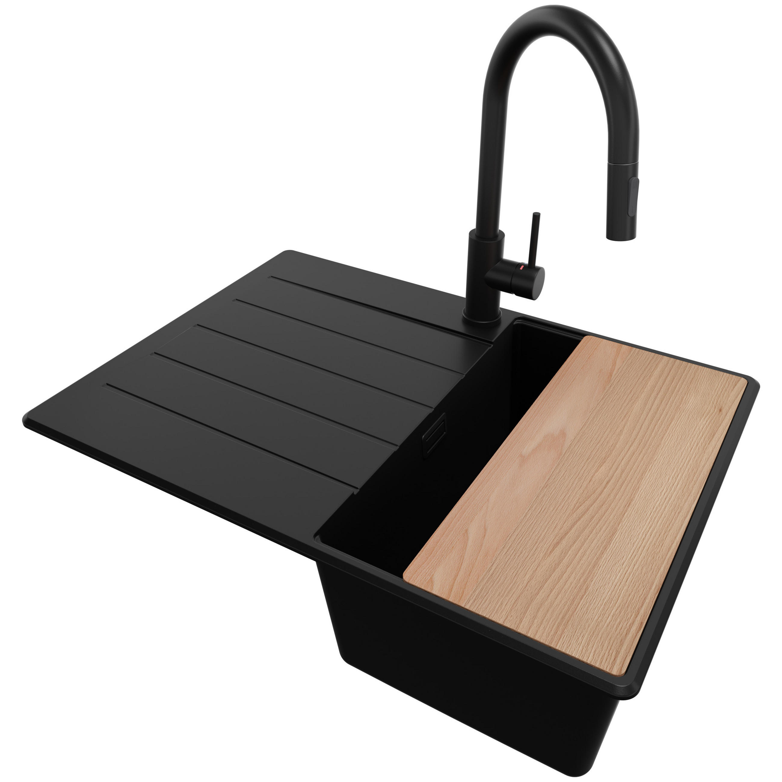 Primagran Granitspüle Schwarz, Schwarz, Schwarz, Beige 70x20x50 cm