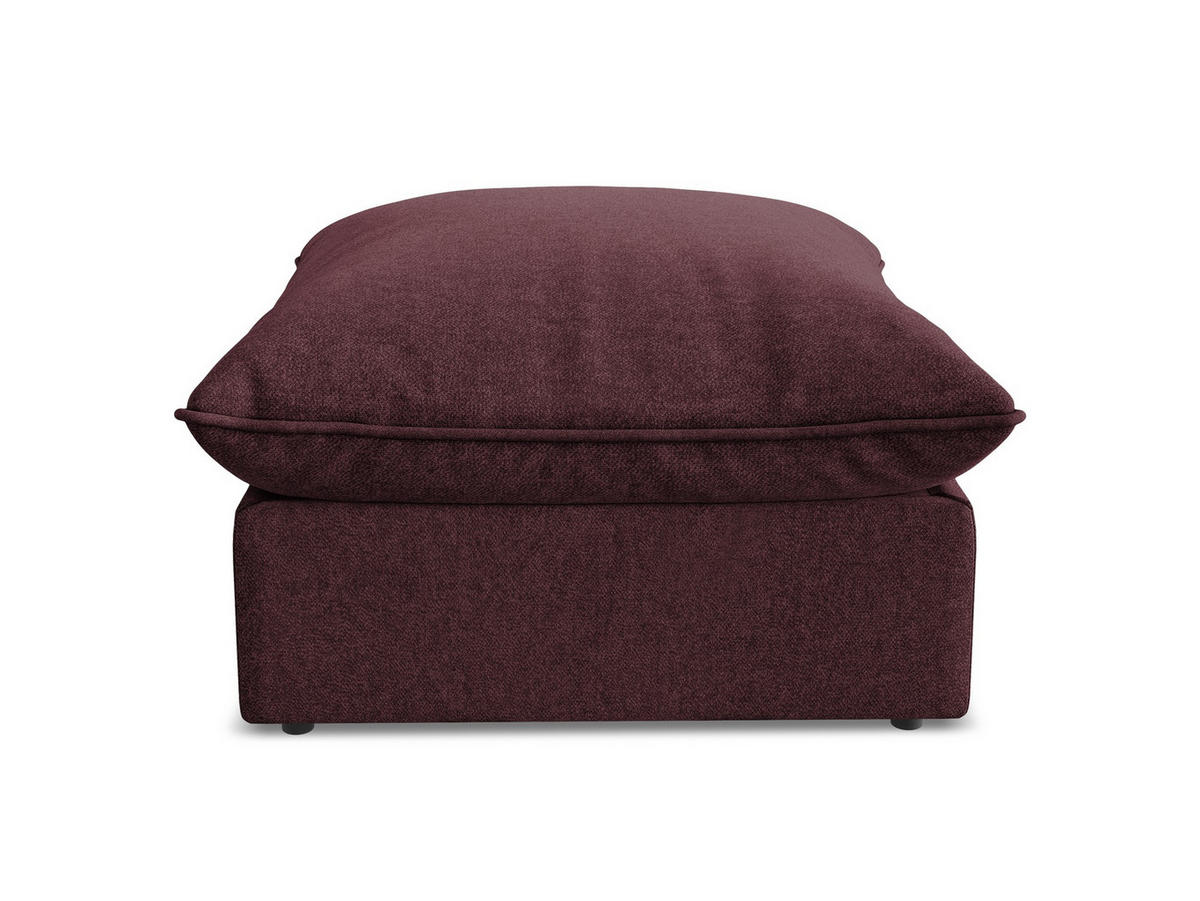 POUF Samt Stoff Rot - Bordeaux/Schwarz, Holzwerkstoff/Kunststoff (75/45/75cm) - Makamii