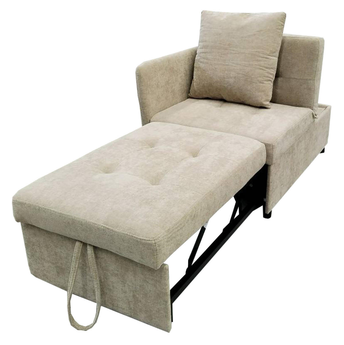 SCHLAFSOFA 3-in-1 verstellbar 177 x 68 cm Leinen Beige - Beige, Metall (68/65/177cm) - Meubliv