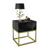 NACHTTISCH BLANCO GOLD II auf goldenem Gestell Schwarz Hochglanz - Schwarz Hochglanz, Holzwerkstoff (45/52/36.5cm) - Lookway