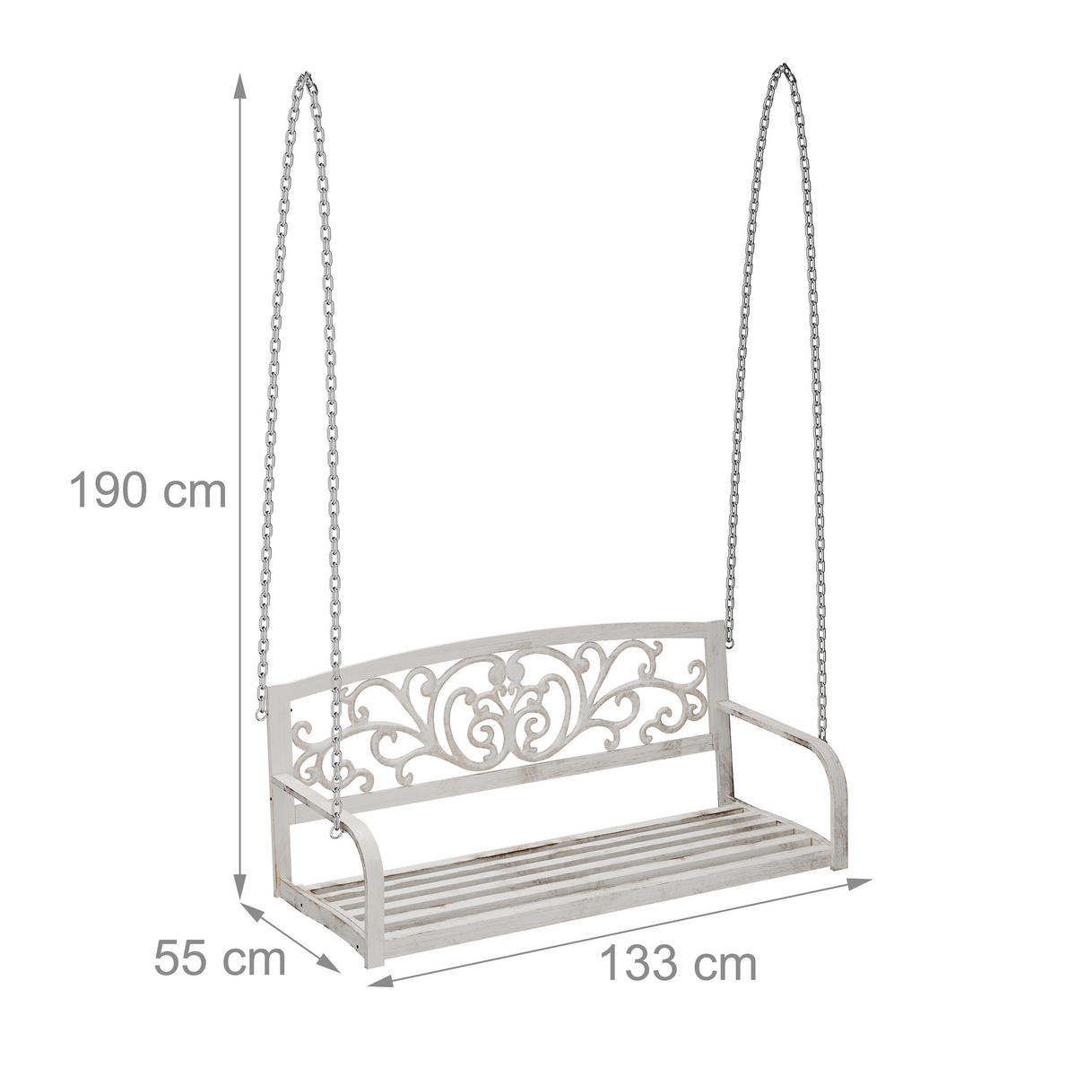 HÄNGEBANK - Weiß, Metall (133/190/55cm) - Relaxdays