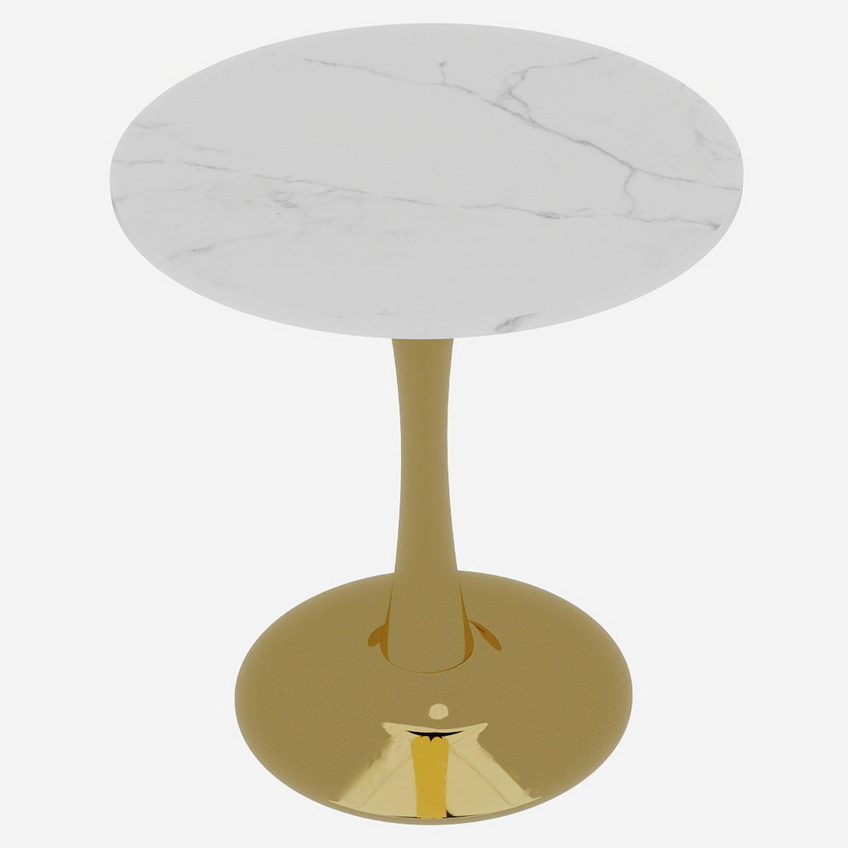 COUCHTISCH 70,1 cm in Gold-Weiß aus Kunstmarmor–rund und vielseitig - Goldfarben, Stein (70/70/72cm) - Flora Grace