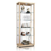 GLASVITRINE 33/67/176 cm mit Spiegel, LED, Schloss & 4 höhenverstellbaren Glasböden - Transparent/Silberfarben, Glas/Holzwerkstoff (67/176/33cm) - K-Möbel