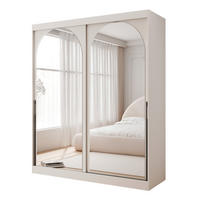 SCHWEBETÜRENSCHRANK CLARITY 2-türig 200/65/215 cm Kaschmir / schwarze Griffe - Kaschmir/Schwarz, Holzwerkstoff/Kunststoff (200/215/65cm) - Idohome