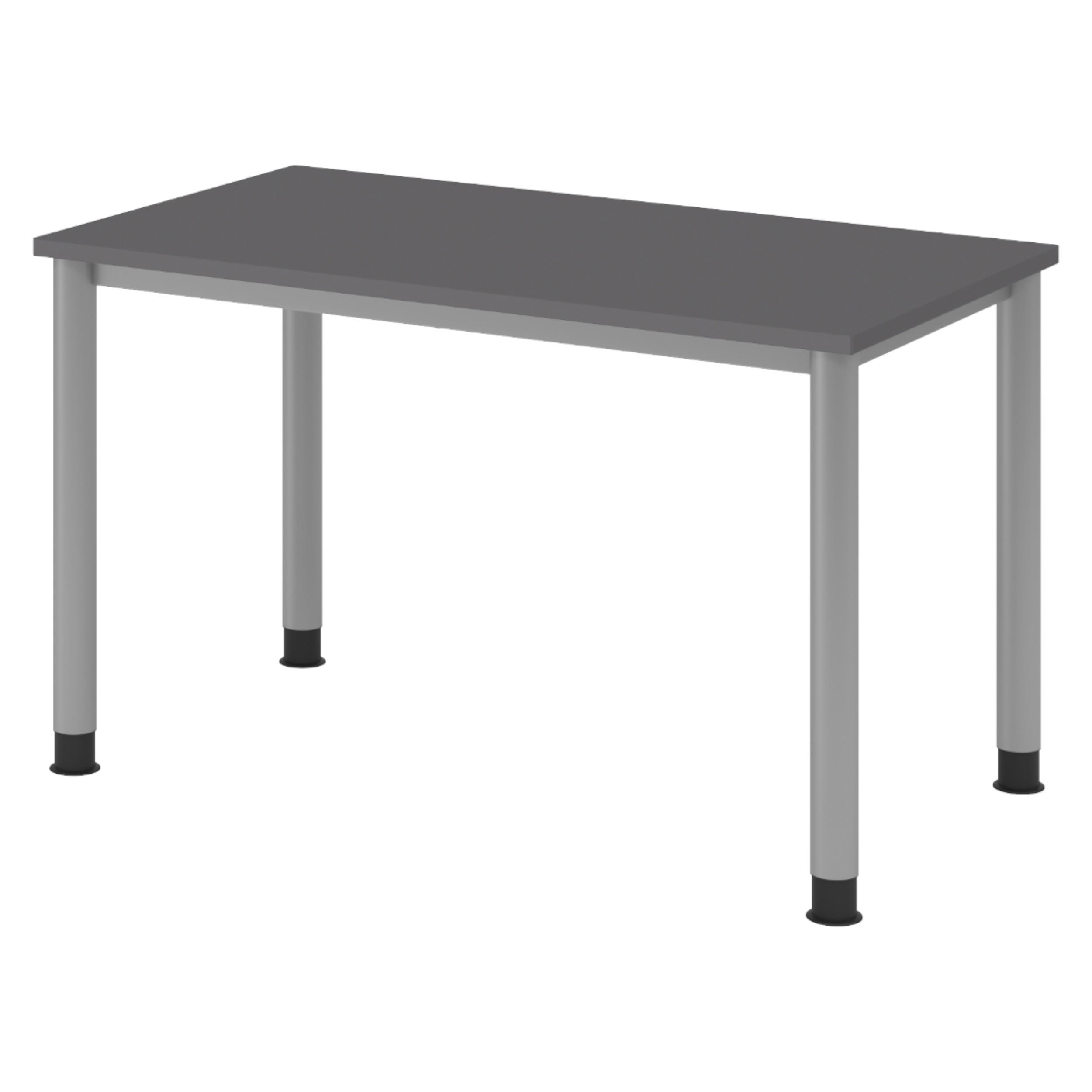 SCHREIBTISCH Serie-H (Mini) 67,2/120/74 cm in Graphitfarben/Silberfarben - Silberfarben/Graphitfarben, Holzwerkstoff (67.2/120/74cm) - bümö
