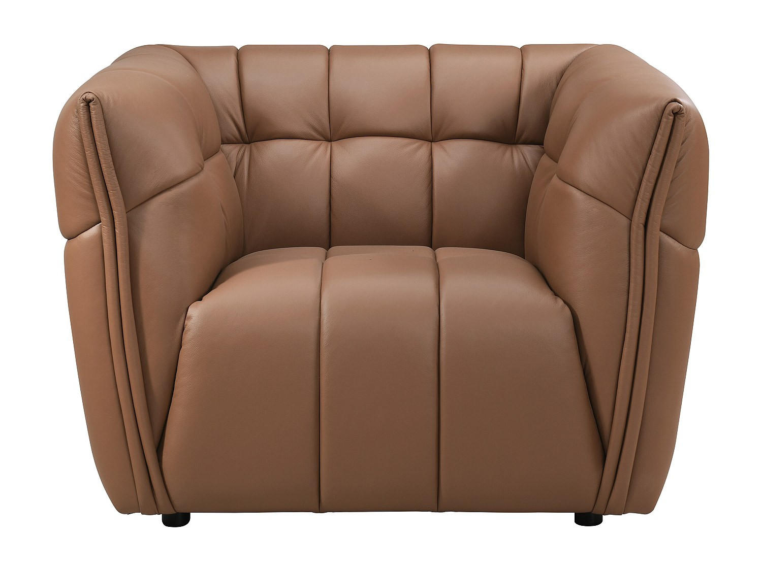 SESSEL mit gerader Rückenlehne - 1 Person - Leder - Camel - - Hellbraun, Leder (106.5/74/92.5cm) - Vente-Unique