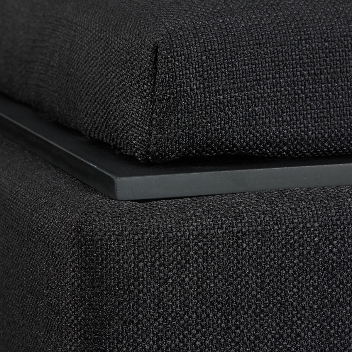 SITZHOCKER Schwarz mit Stauraum 42x40,5 cm - Schwarz, Holzwerkstoff/Textil (40.5/42/40.5cm) - Relaxdays