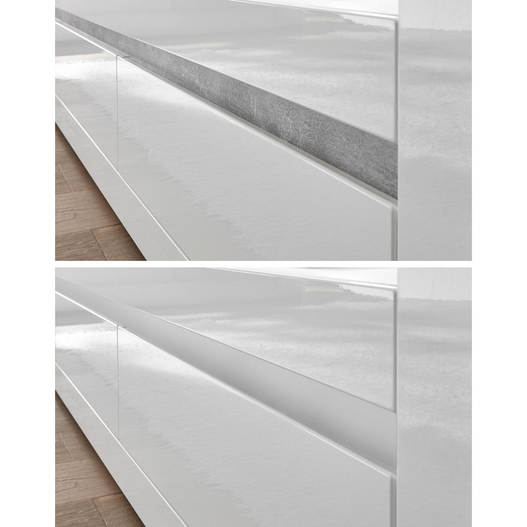 Thumbnail - Furn.Design Sideboard, Weiß, Weiß Hochglanz, Grau, Holzwerkstoff, Nachbildung, Uni, 3 Fächer, 3 Schubladen, Rechteckig, ...