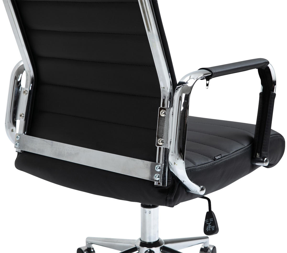 KONTORSSTOL Kolumbus äkta läder - Kromfärg/Svart, Läder/Metall (58/105/66cm) - CLP
