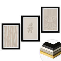 WANDBILDER 3er-Set - 20x30 cm Schwarzer Rahmen - Beige Pflanzenmuster - Schwarz, Kunststoff (20/30cm) - ArtPrintCave
