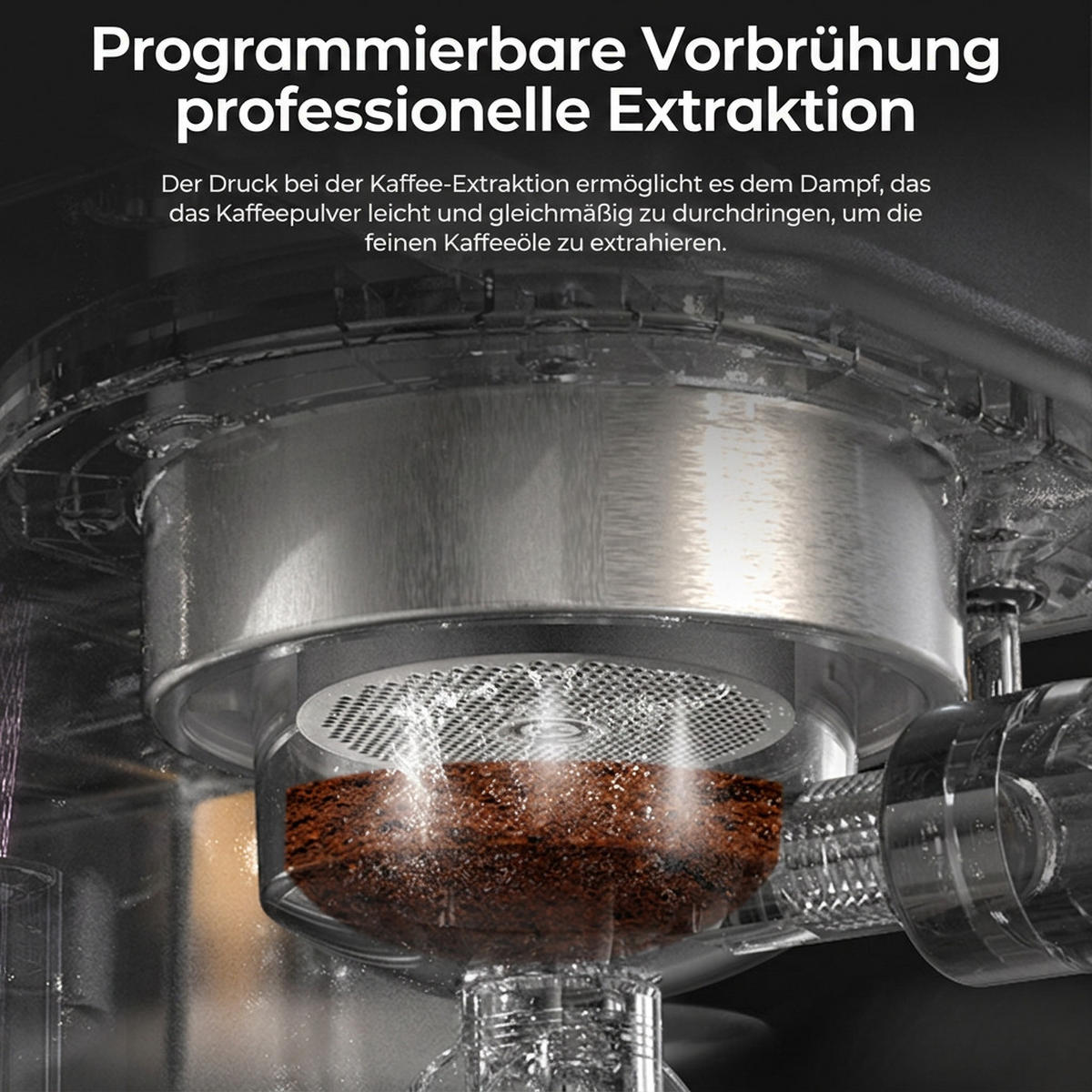 ESPRESSOMASCHINE Siebträger mit 20 Bar, Temperaturregelung und 58 mm Portafilter - Silberfarben, Metall (23/32/26cm) - Korfee