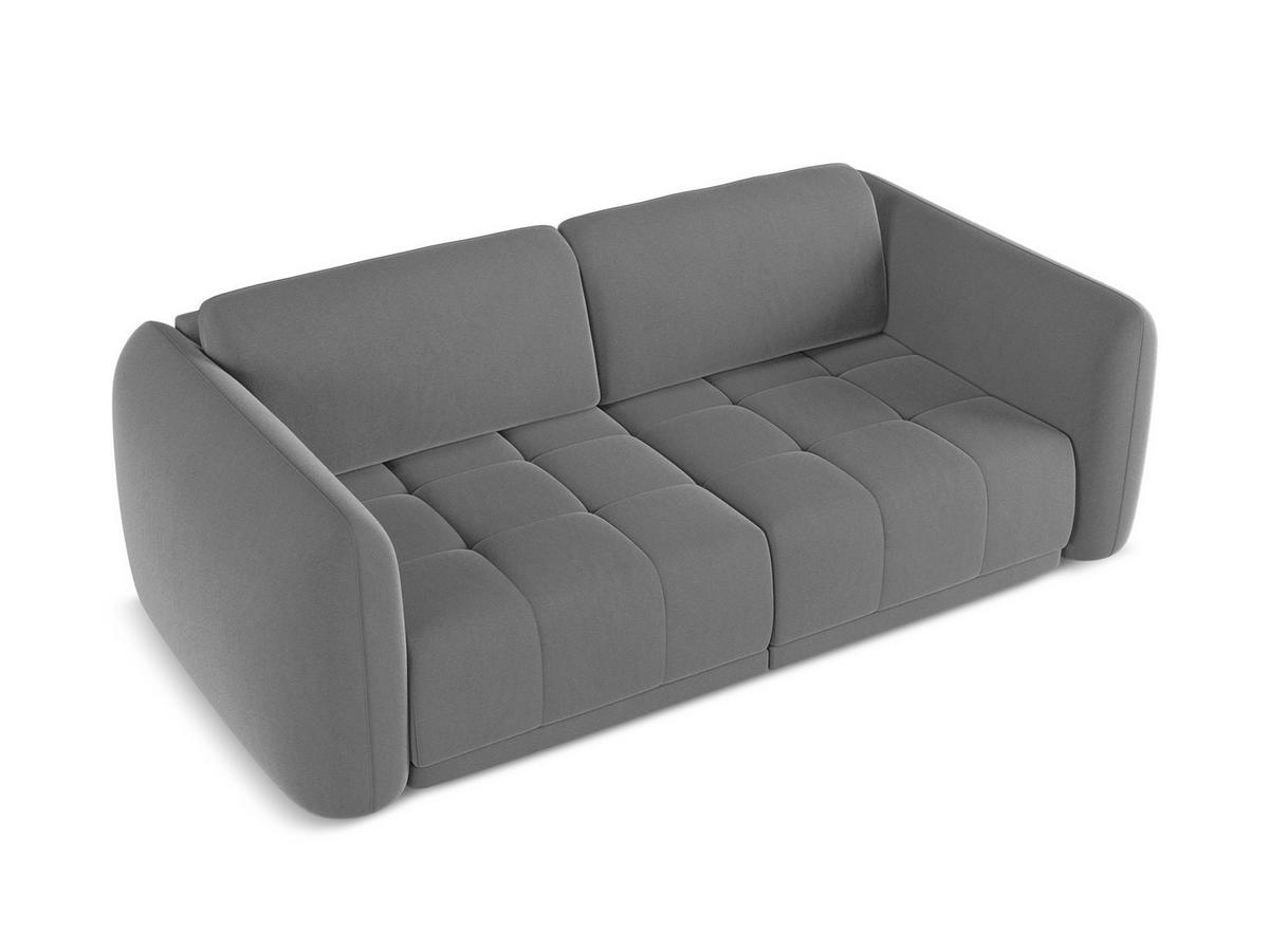 3-SITZER SOFA Samt Stoff Grau - Schwarz/Grau, Kunststoff/Textil (210/74/105cm) - Makamii