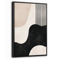 LEINWAND Bilder mit Rahmen - Abstrakt - Japandi - Beige - Modern - 40x60 - Schwarz, Textil (40/60cm) - MuchoWow