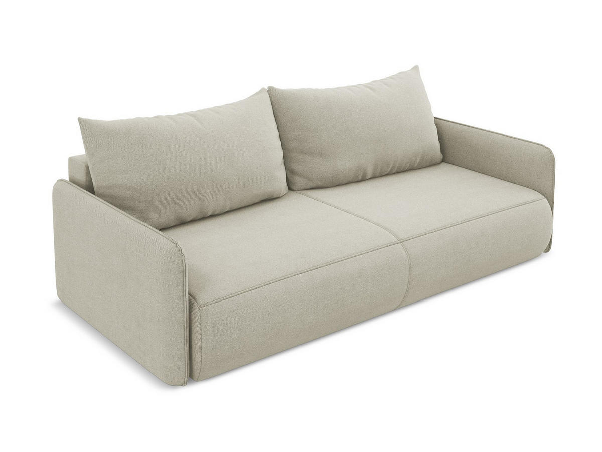 3-SITZER SOFA mit Schlaffunktion Strukturstoff Stoff Beige - Beige/Creme, Kunststoff/Textil (216/86/105cm) - Makamii