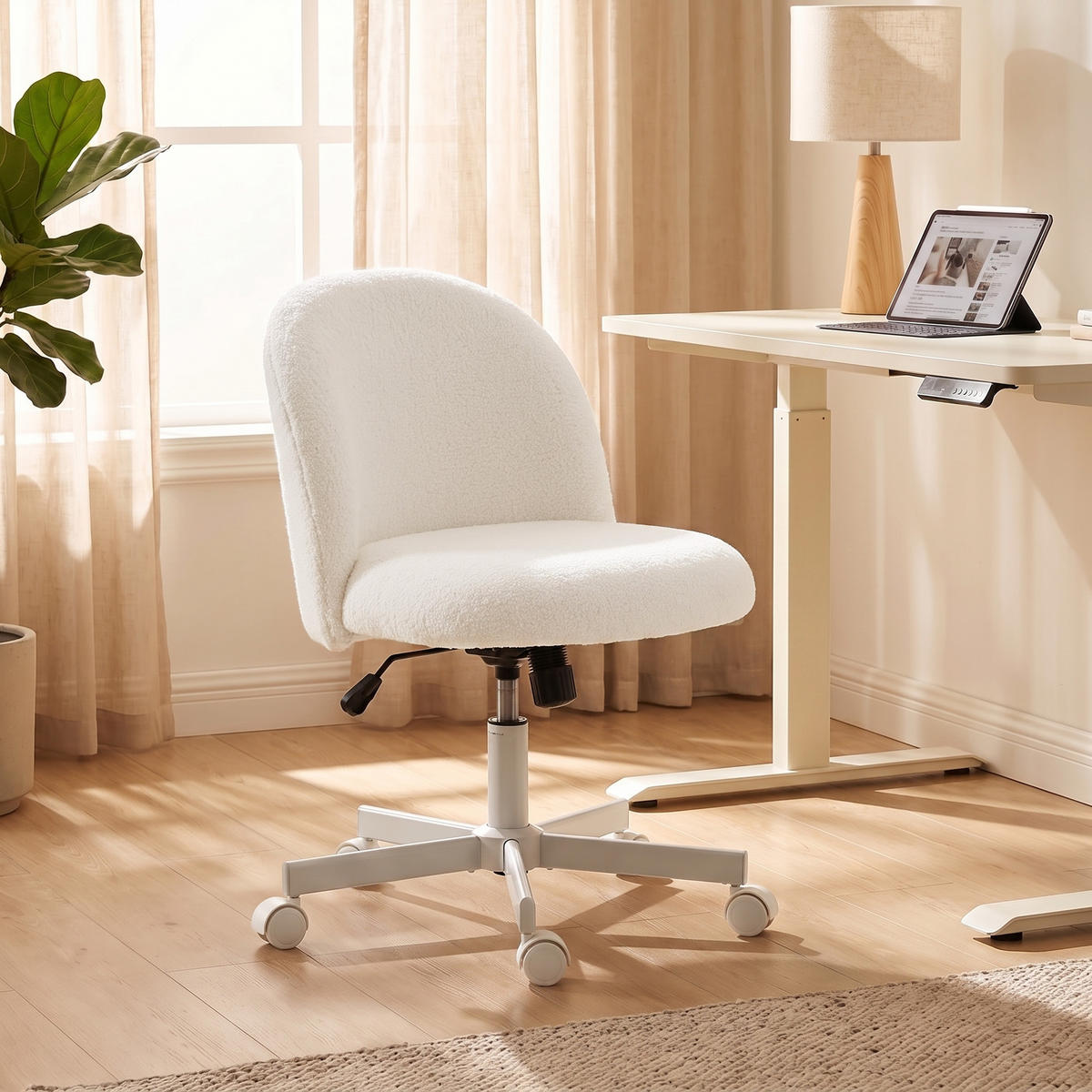 BÜROSTUHL Creme 57.0/50.0/83.0 cm - Creme, Textil (50/83/57cm)