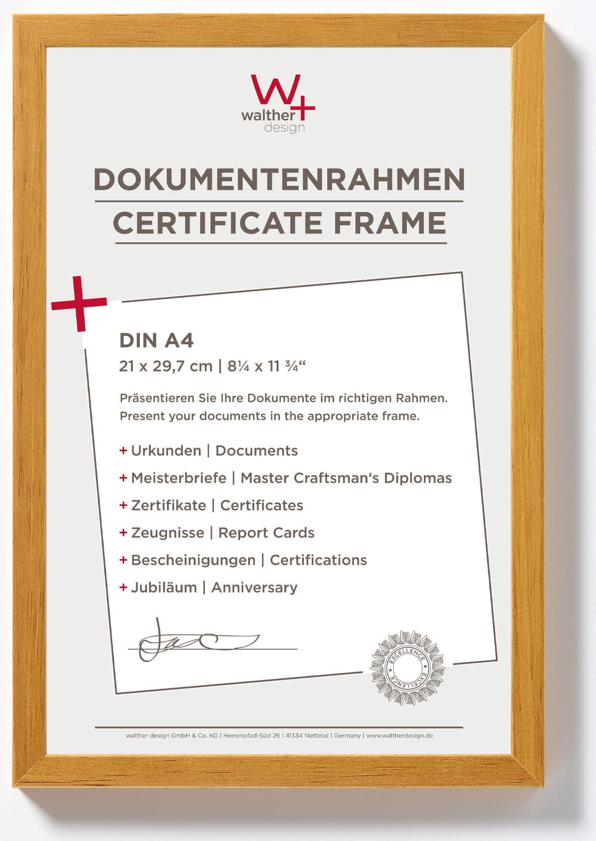 BILDERRAHMEN Peppers Holzrahmen 21x29,7 Eiche - Eichefarben, Holzwerkstoff (22.9/32/1.5cm) - walther design