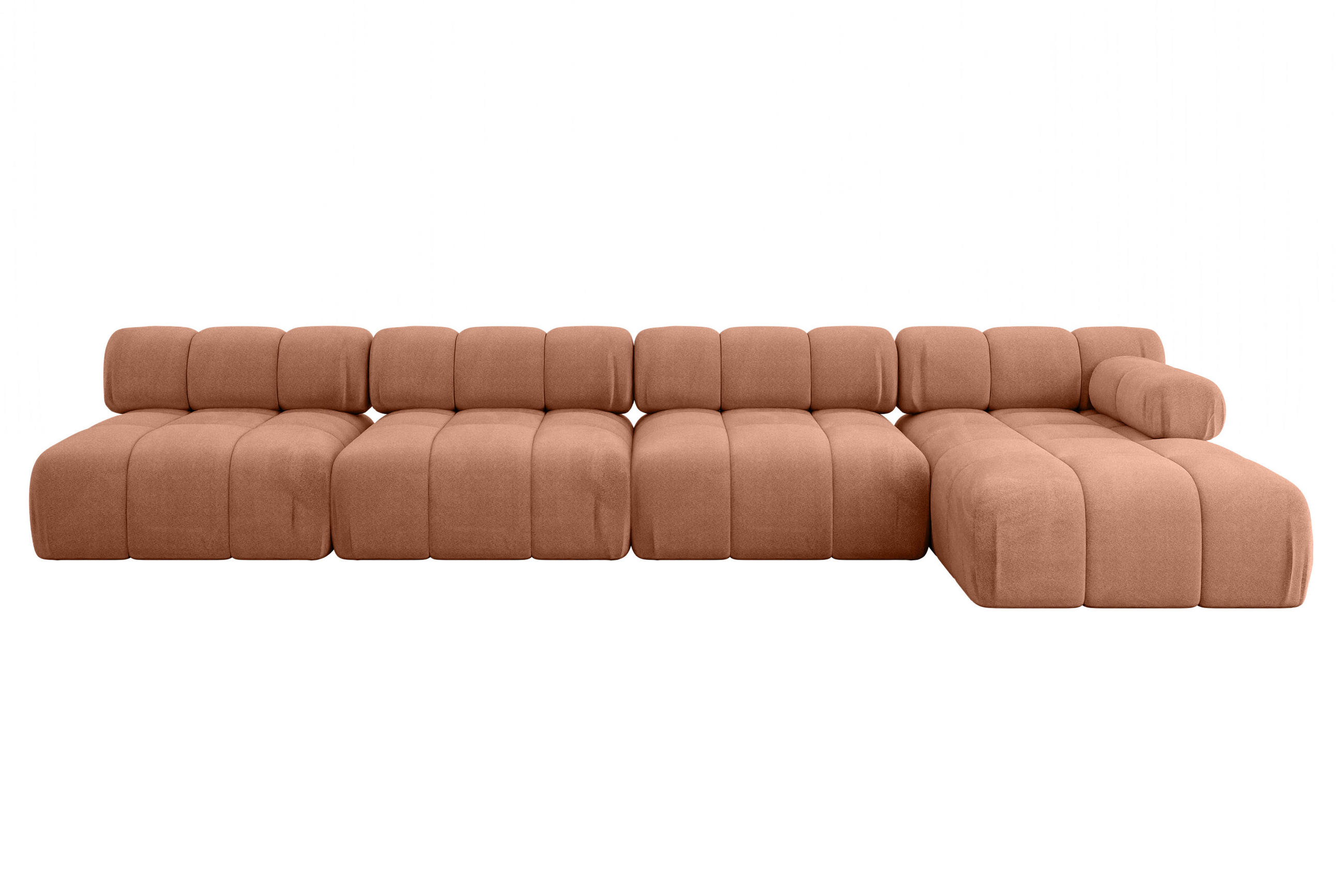ECKSOFA modulares Sofa Razon-L3 - 380x160x70 cm Apricot Velours - Koralle, Holzwerkstoff/Textil (380/160cm) - ALTDECOR