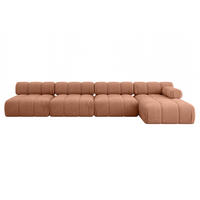 ECKSOFA modulares Sofa Razon-L3 - 380x160x70 cm Apricot Velours - Koralle, Holzwerkstoff/Textil (380/160cm) - ALTDECOR