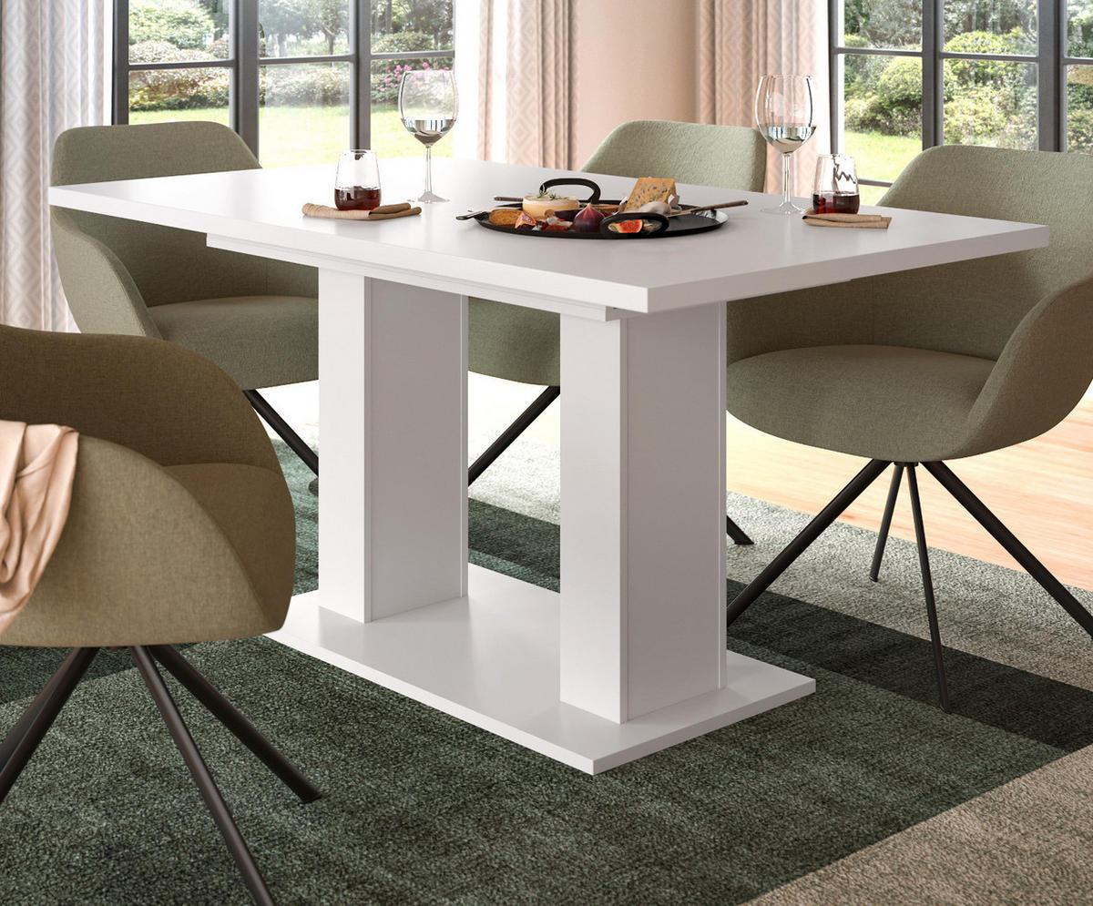 ESSTISCH weiß, Küchentisch ausziehbar 150 - 190 cm - Weiß, Holzwerkstoff/Metall (150/90/76cm) - Inn.Furn