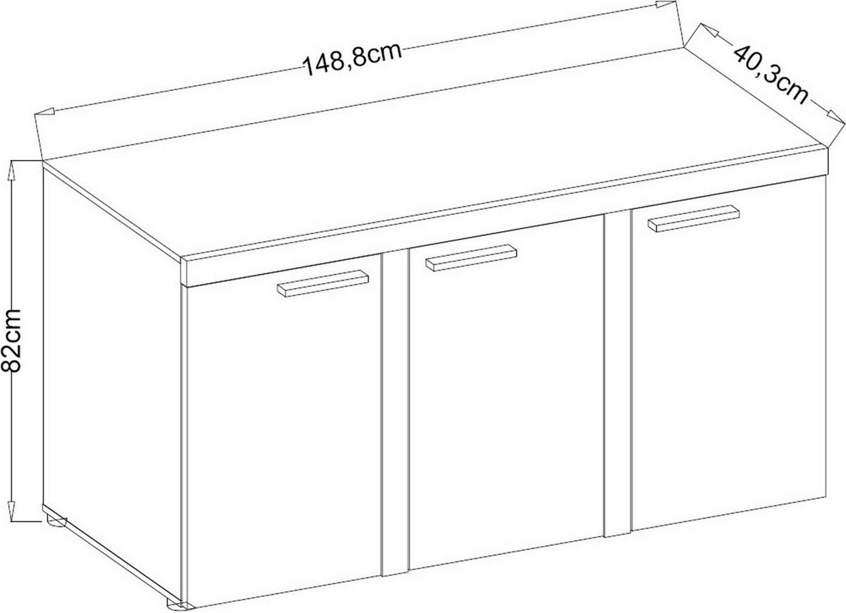 SIDEBOARD Spacoro 3D Weiß 148,8/82/40,3 cm – Wohnzimmer Kommode Stilvolle, Modern - Weiß, Holzwerkstoff/Kunststoff (149/82/40cm) - AX Living