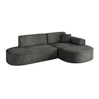 ECKSOFA Ottomane Rechts MARI-L1 - 243x171x79 cm Dunkelgrau Velours - Dunkelgrau/Schwarz, Holzwerkstoff/Kunststoff (171/243cm) - ALTDECOR