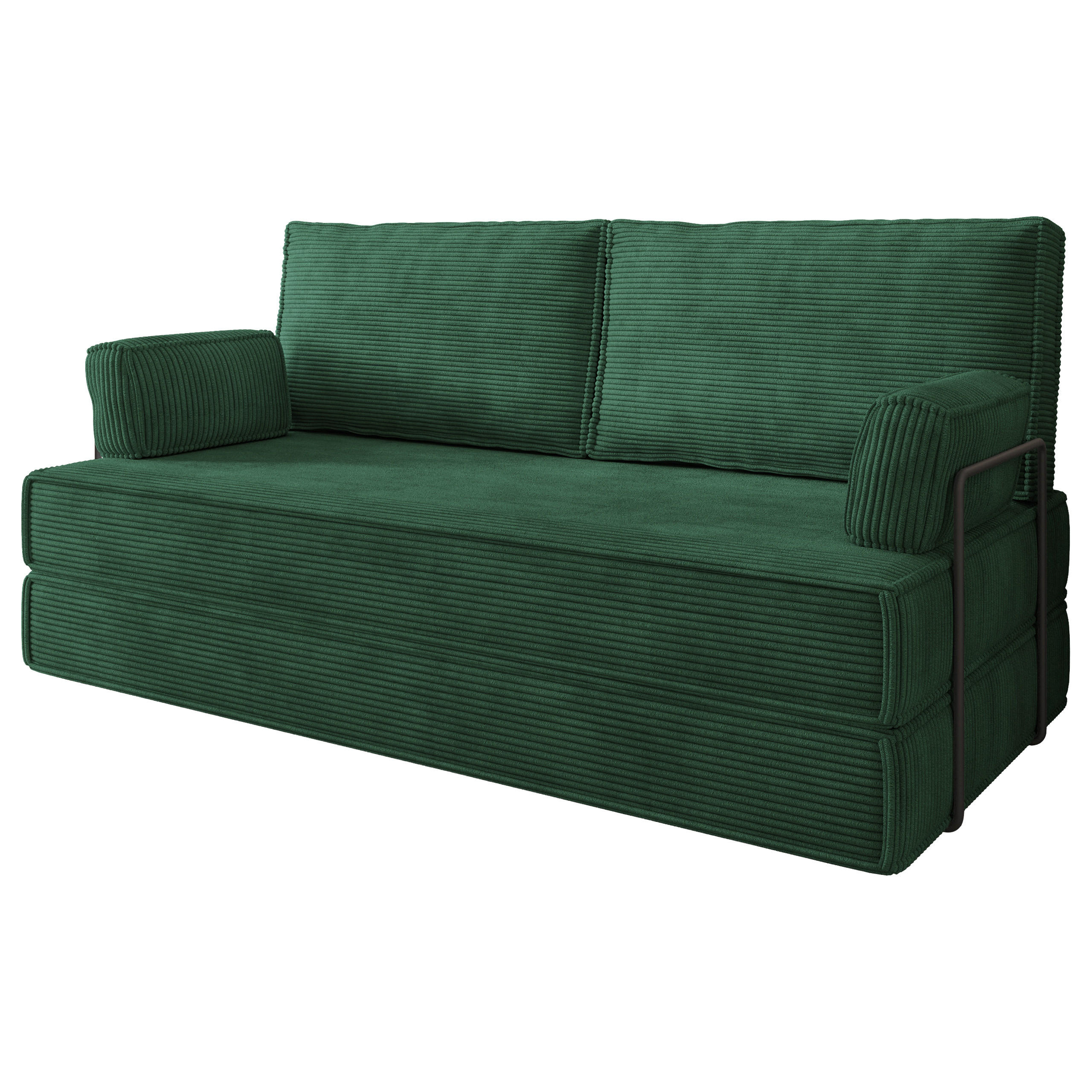 BETTSOFA SILAR aus Schaumstoff Cordstoff Grün Schlaffunktion - Grün, Textil (170/86/80cm) - MASSENO