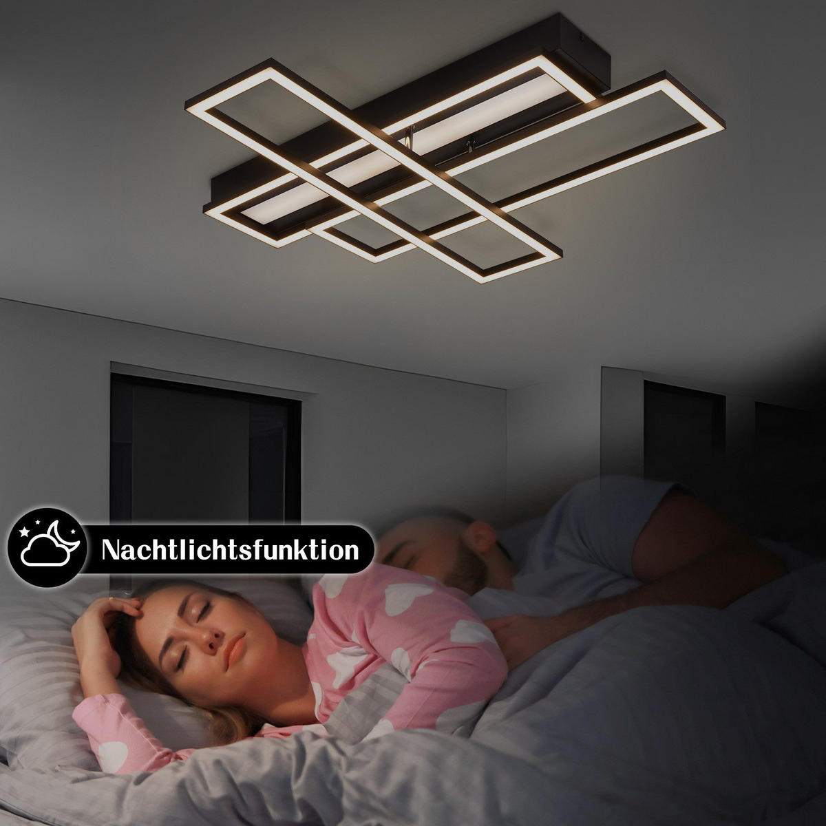 LED-DECKENLEUCHTE Mahoney 55.5/66.5/9.7cm - Schwarz, Metall (66.5/55.5/9.7cm) - Nettlife