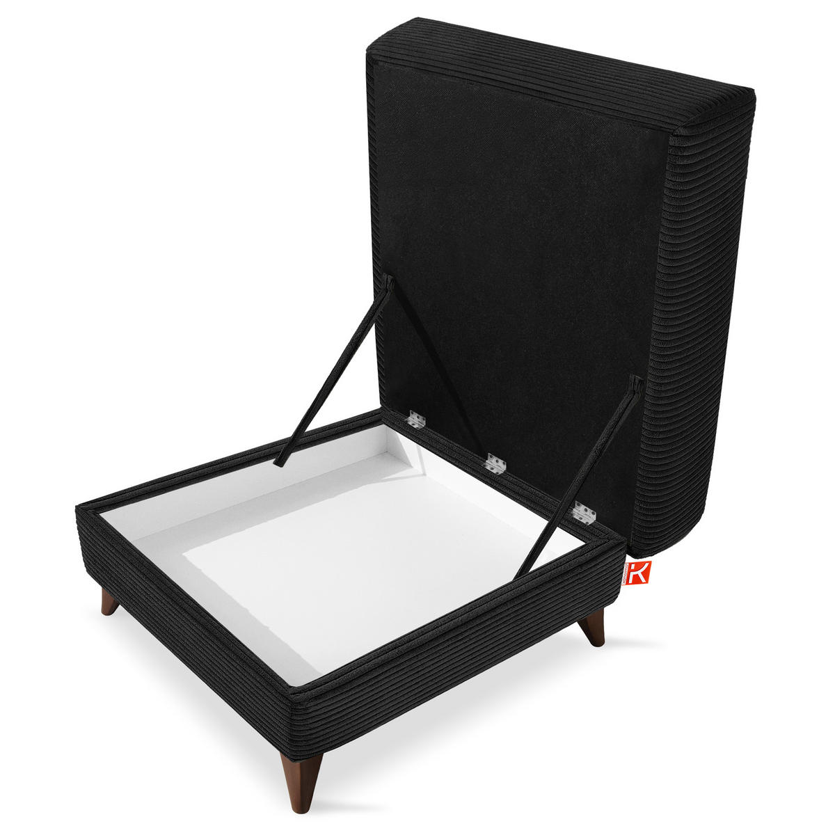 HOCKER GUSTAVO II, Schwarz - Schwarz/Braun, Holz/Holzwerkstoff (92/49/92cm) - KONSIMO®