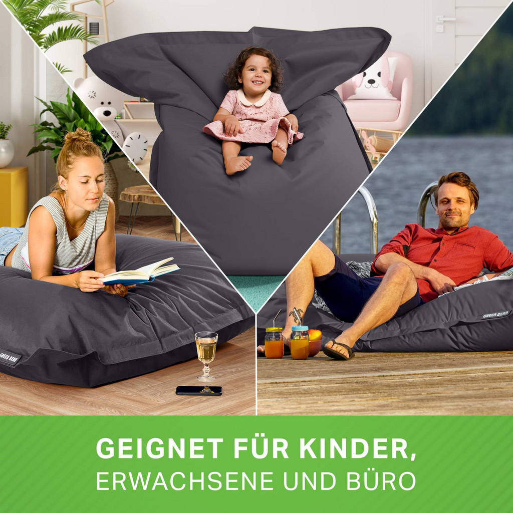 Thumbnail - Green Bean Sitzsack, Dunkelgrau, Textil, Füllung: Styroporkugeln, Rechteckig, 120x25x160 cm, Hergestellt in Deutschland,...