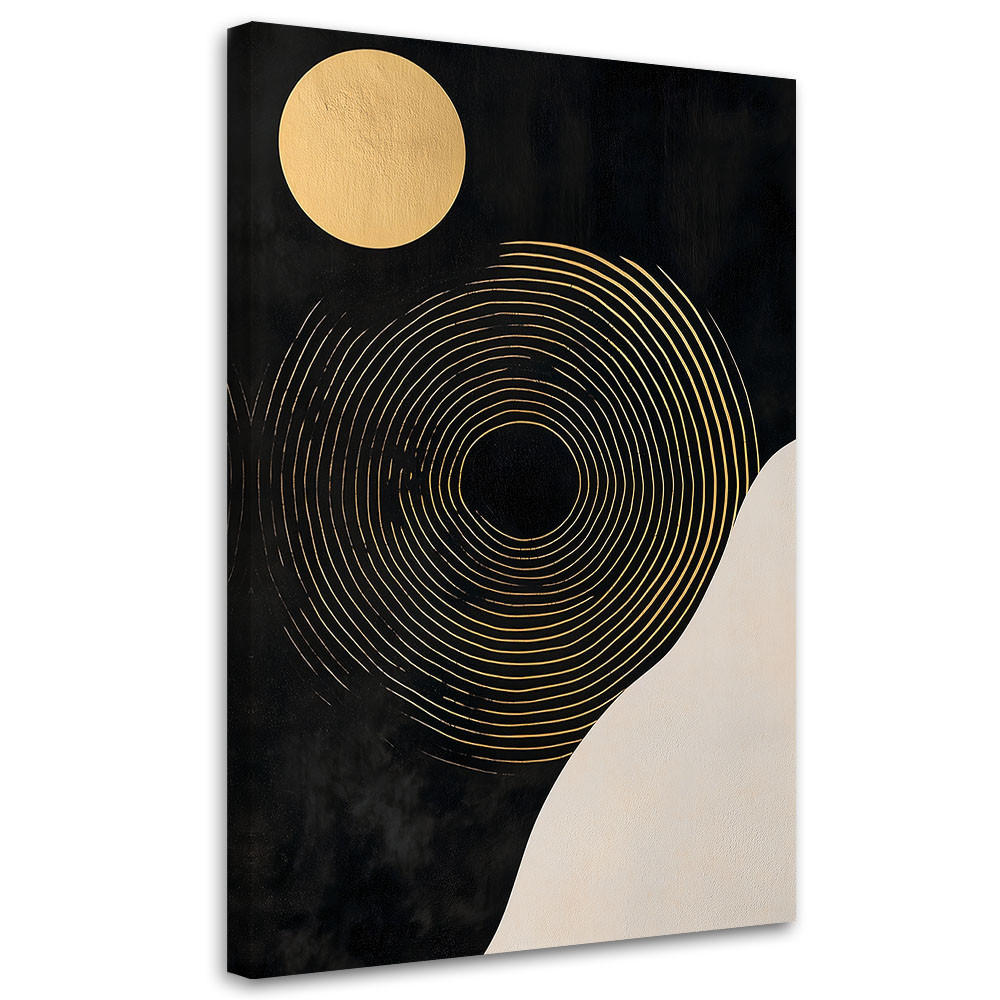 LEINWANDBILD Kreis Linien Abstraktion 80x120cm - Schwarz, Textil (80/120cm) - Feeby
