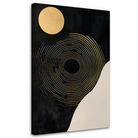 LEINWANDBILD Kreis Linien Abstraktion 80x120cm - Schwarz, Textil (80/120cm) - Feeby
