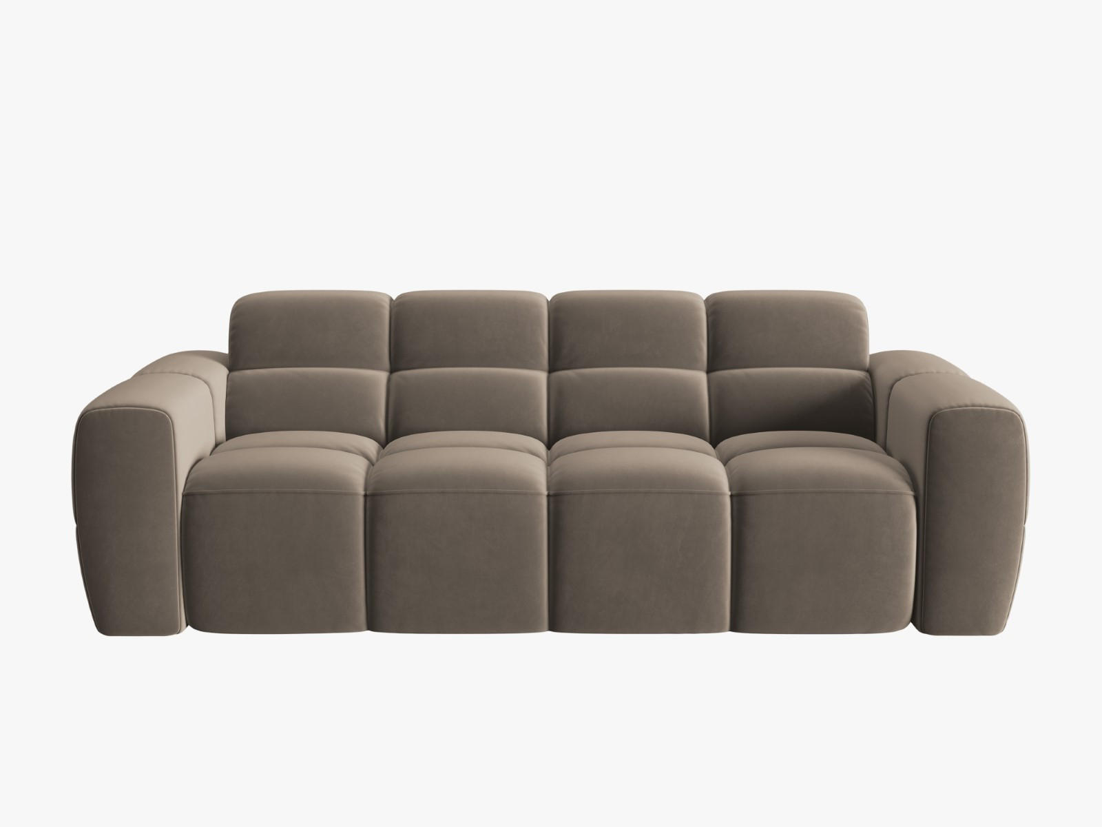 SOFA Lisa aus Samt hellbraun 3 Sitzplätze - Hellbraun, Textil (101/77/216cm) - Micadoni