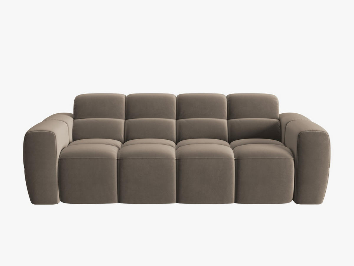 SOFA Lisa aus Samt hellbraun 3 Sitzplätze - Hellbraun, Textil (101/77/216cm) - Micadoni