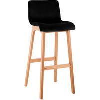 BARHOCKER Samt Schwarz - Eukalyptusholzfarben/Schwarz, Holz/Textil (41/101/46cm) - CLP