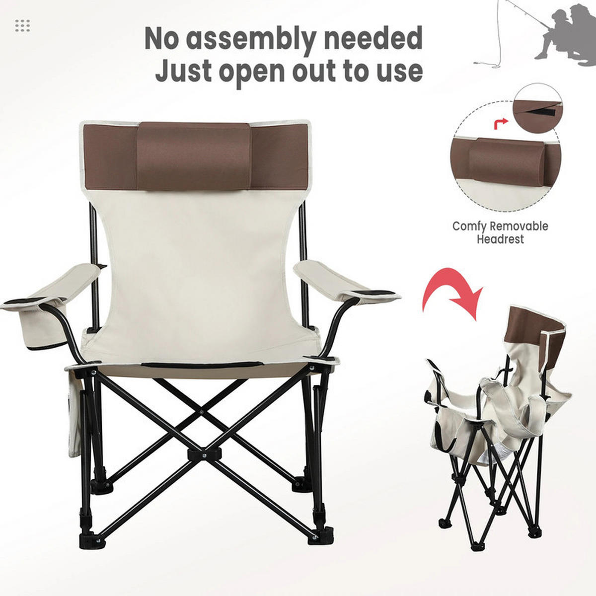 GARTEN-RELAXLIEGE Tragbar 101 × 83 × 70cm, Beige - Beige, Textil (83/70/101cm)