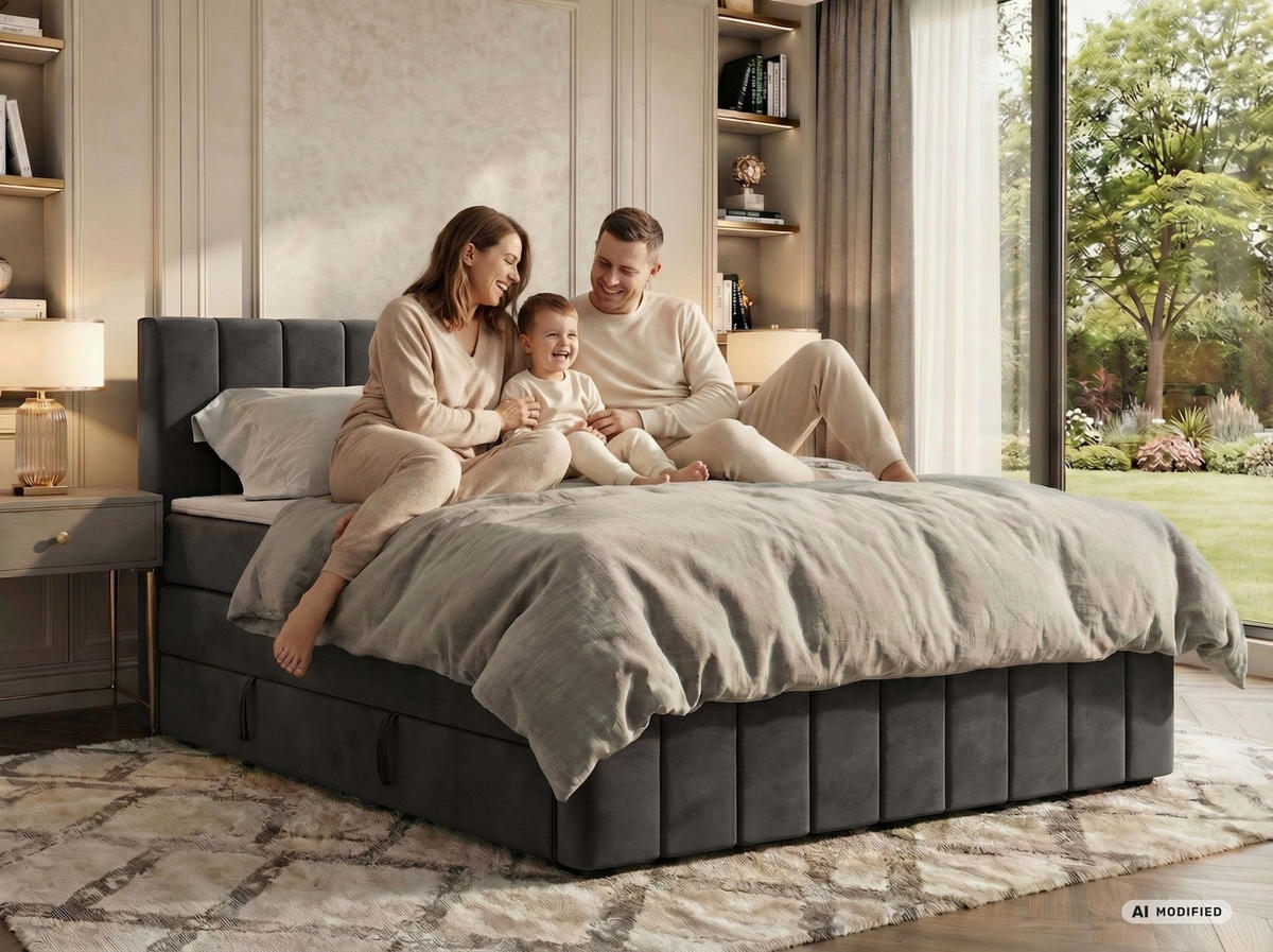 BOXSPRINGBETT ALVER KING DUO 180/200 - Braun Velvet - Topper T25 - H3 - Schwarz/Braun, Kunststoff/Textil (180/200cm) - MKS