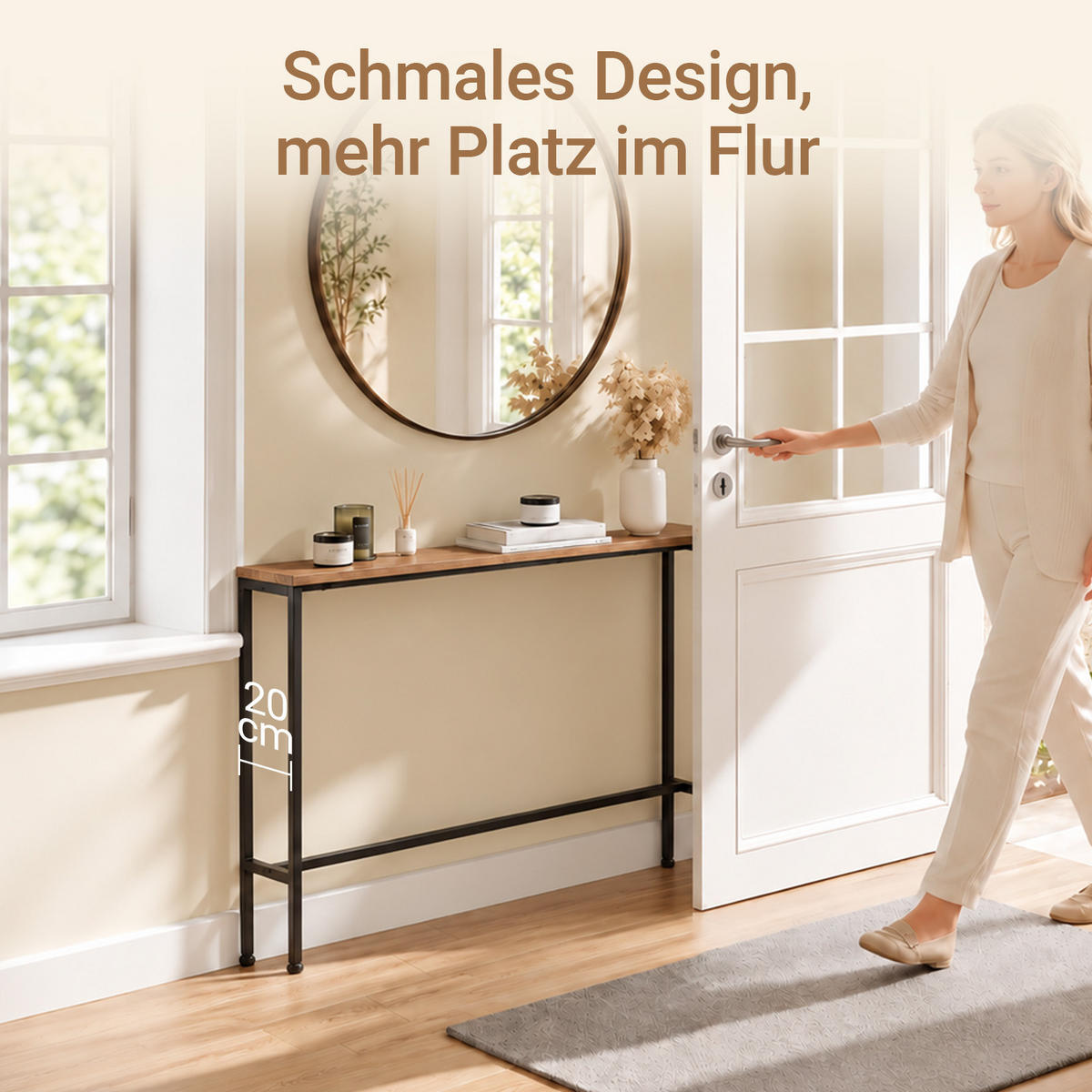 KONSOLENTISCH Vintage, Konsole für Flur und Diele - Braun, Holzwerkstoff/Metall (20/120/80cm) - SoBuy