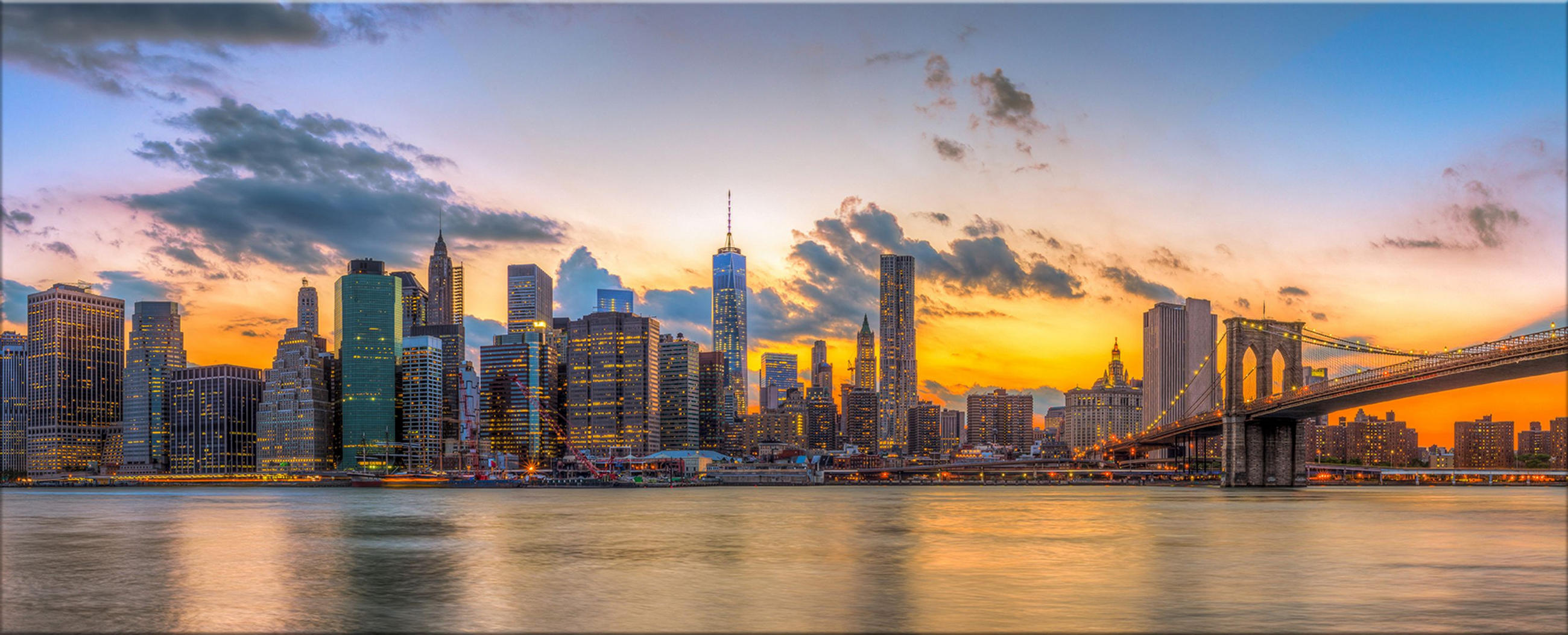GLASBILD 125x50 cm New York Skyline - Gelb, Glas (125/50cm) - artissimo