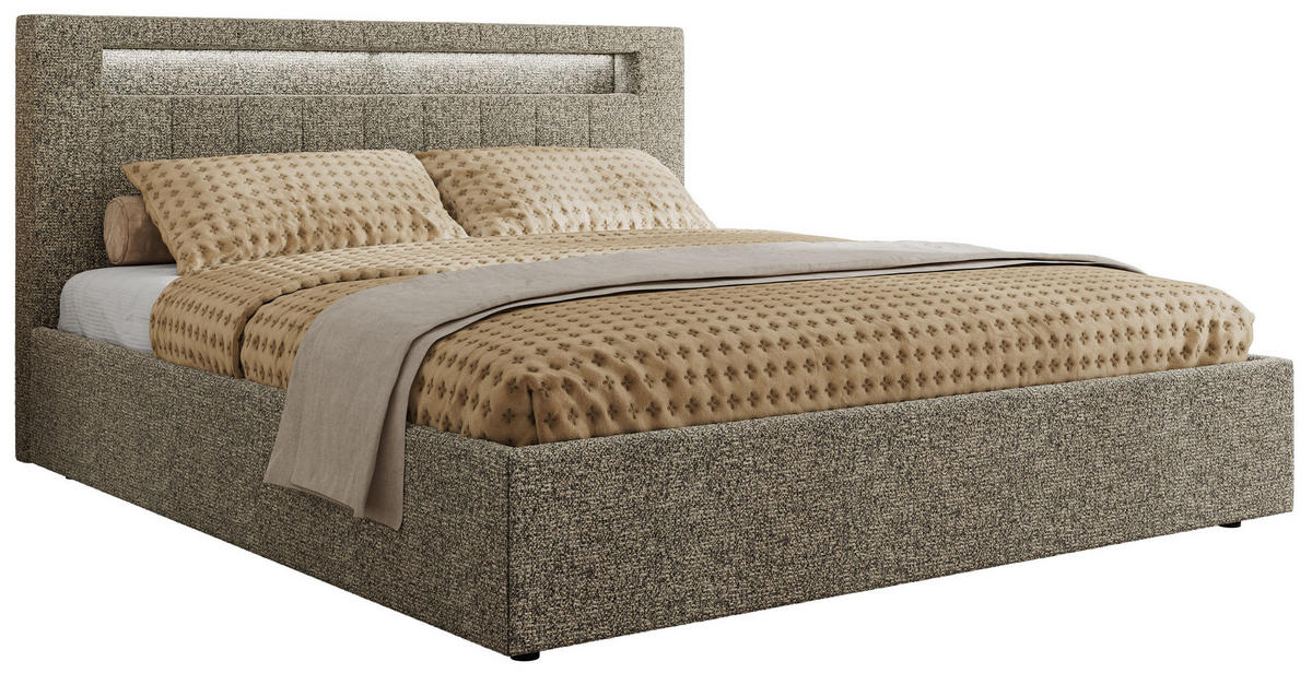 POLSTERBETT GOLD 5 CLASSIC 200/200 - Grau Strukture - Pocket-Matratze - Grau, Textil (200/200cm) - MKS