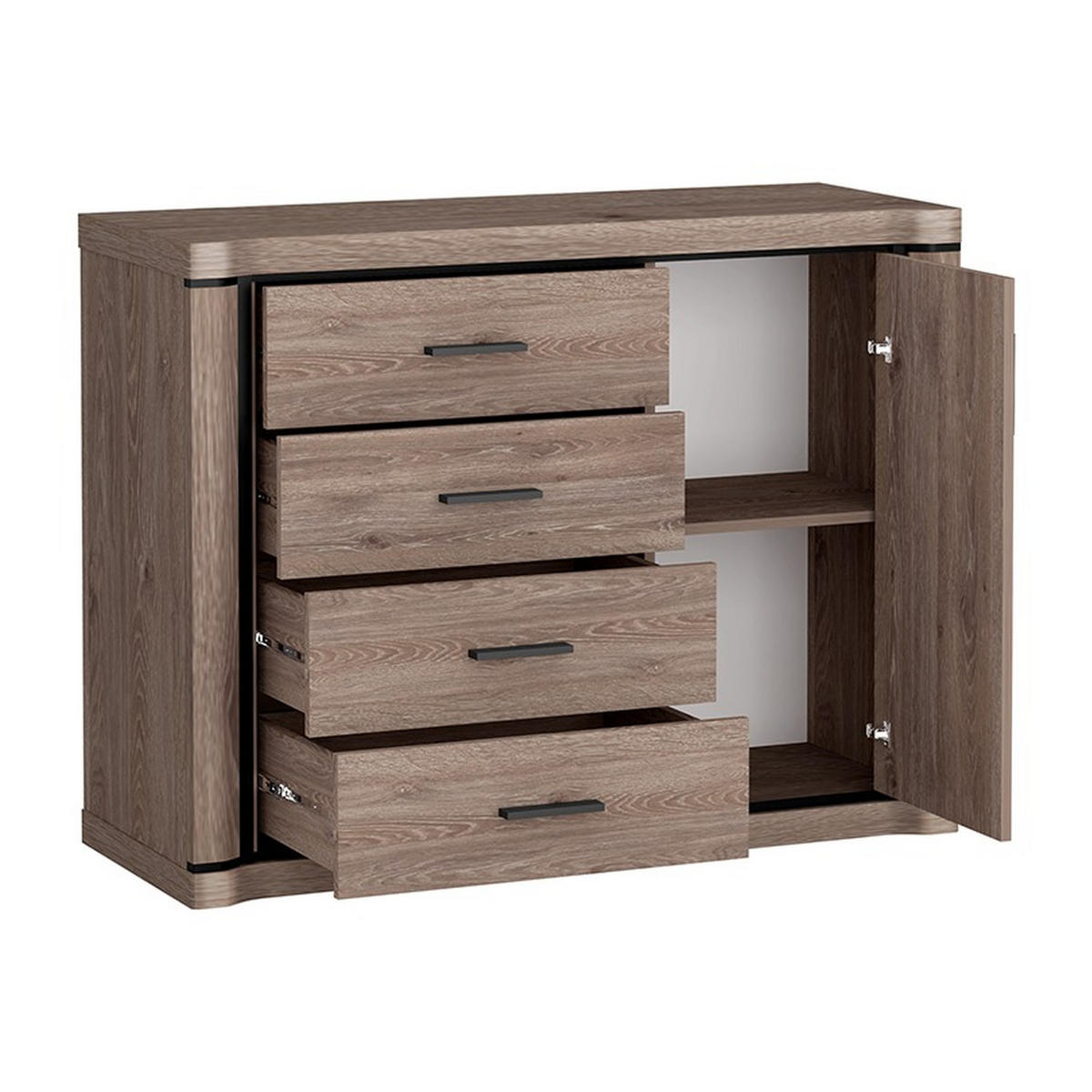 KOMMODE Dallas D-3 117 x 91 x 45 cm Trüffeleiche - Trüffeleichefarben, Holzwerkstoff/Kunststoff (117/91/45cm) - Koseto