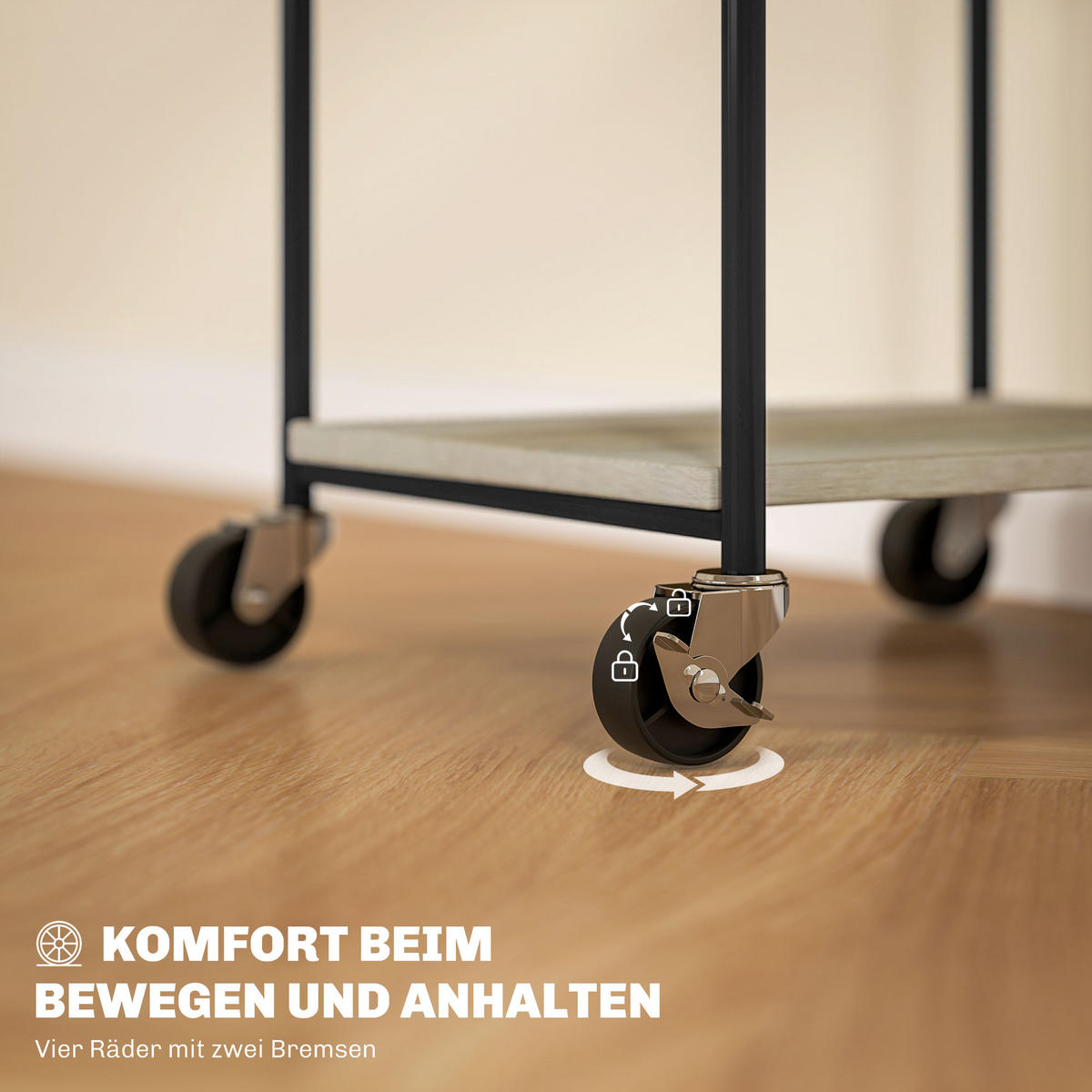 DRUCKERTISCH mit Rolle, Stahl, 39 x 34,5 x 81,5 cm - Grau, Metall (34.5/39/81.5cm) - HOMCOM