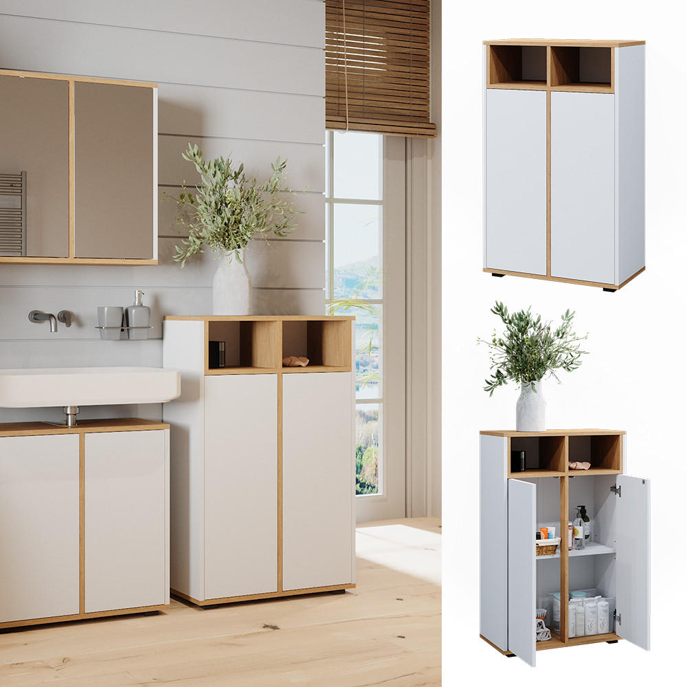MIDISCHRANK Didi Weiß/Artisan 60 x 97 cm mit 2 Türen - Weiß, Holzwerkstoff (60/97/30cm) - Vicco