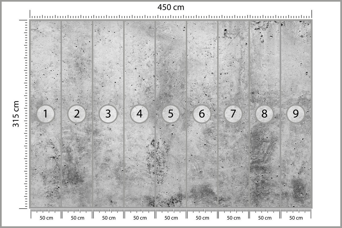 FOTOTAPETE Grauer Minimalistischer Beton Industrial Modern Loft 450x315 - Grau, Papier (450/315cm) - Muralo