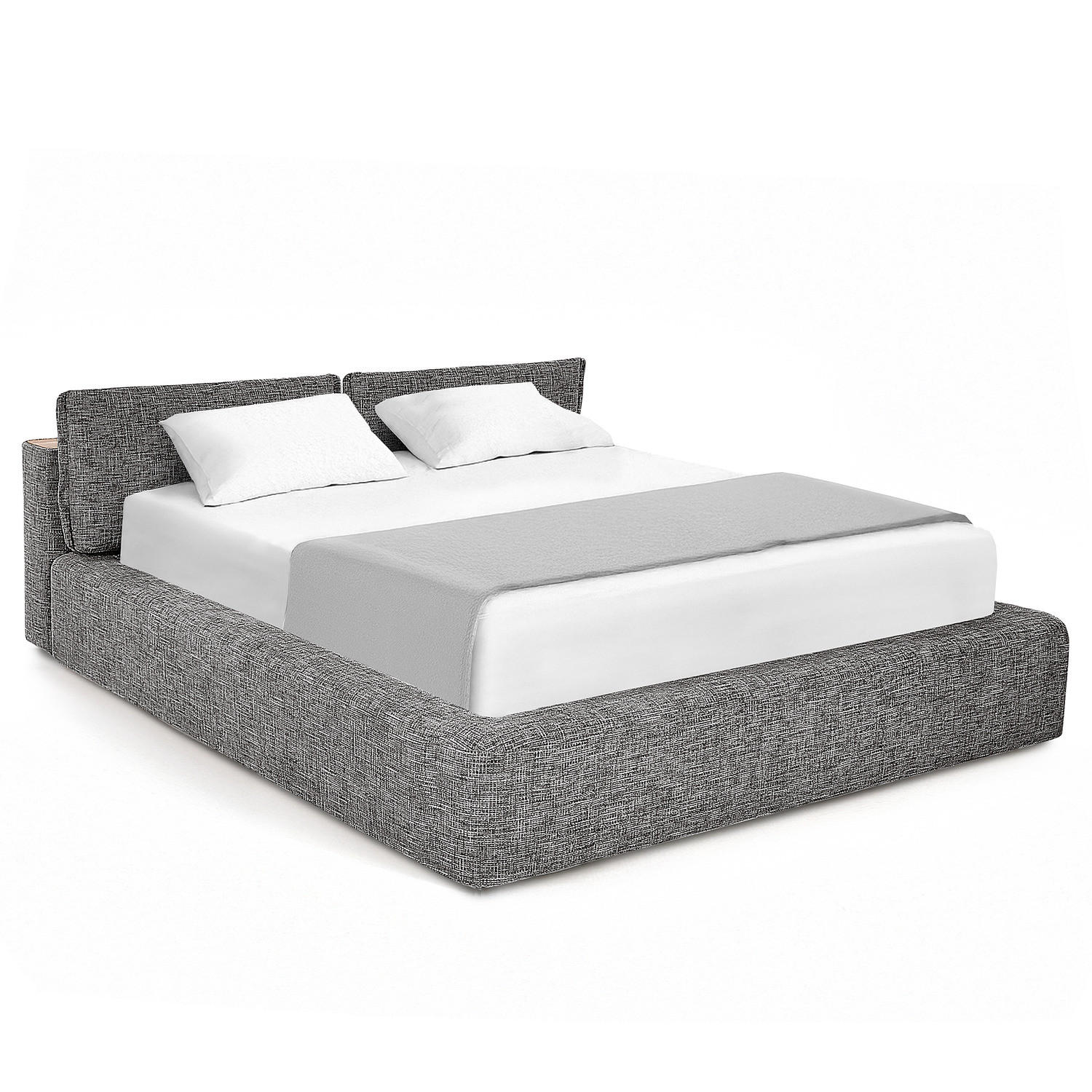 POLSTERBETT - Graubraun, Textil (180/200cm) - home24