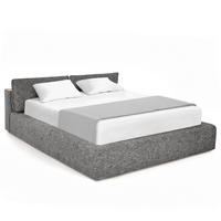 POLSTERBETT - Graubraun, Textil (180/200cm) - home24