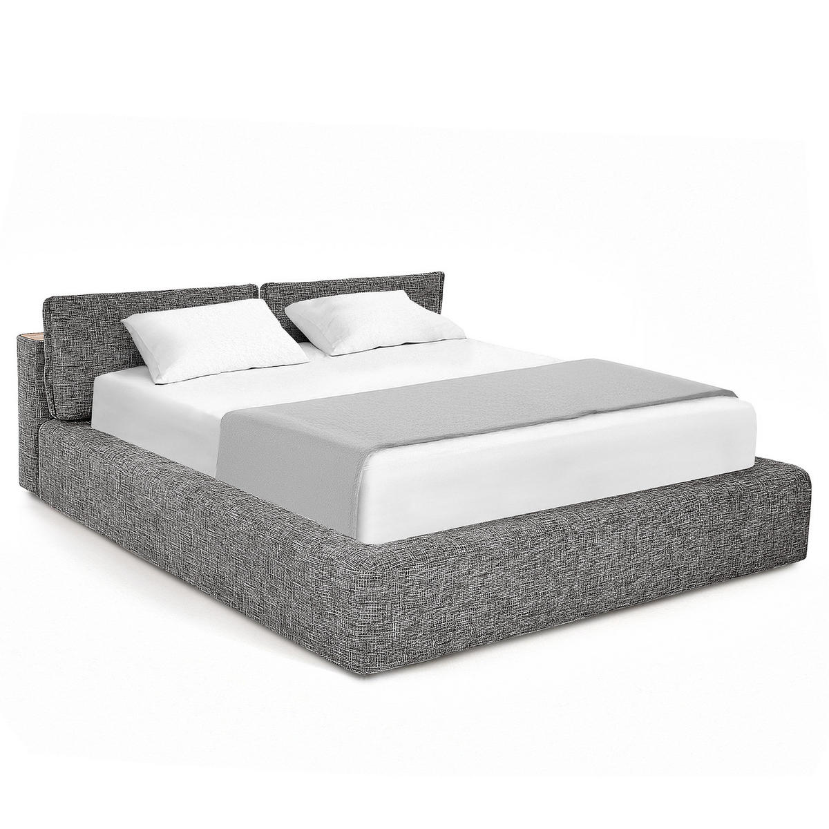 POLSTERBETT - Graubraun, Textil (180/200cm) - home24