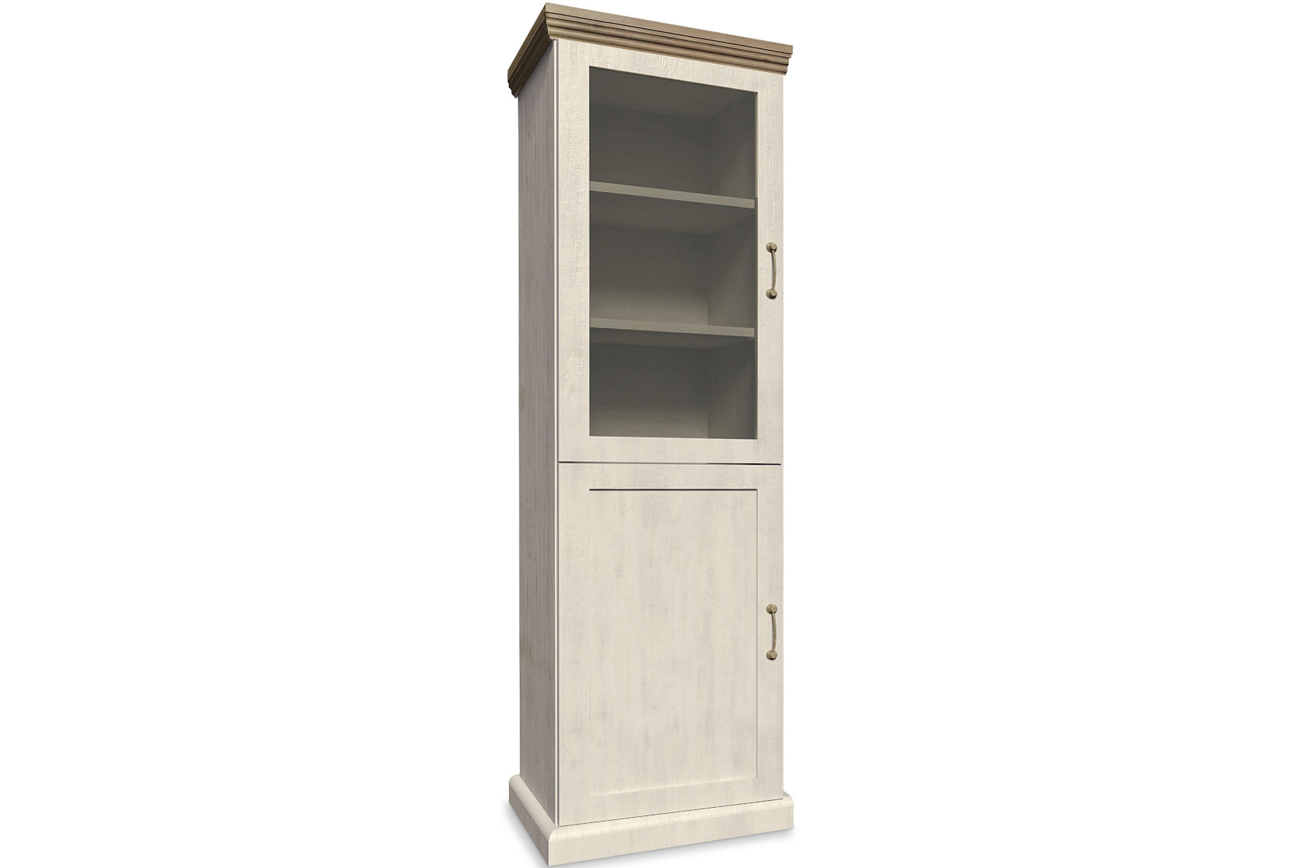 VITRINENSCHRANK ARVEN mit Glastür, Cremeweiß - Eichefarben/Creme, Holz (57/187/39cm) - KONSIMO®