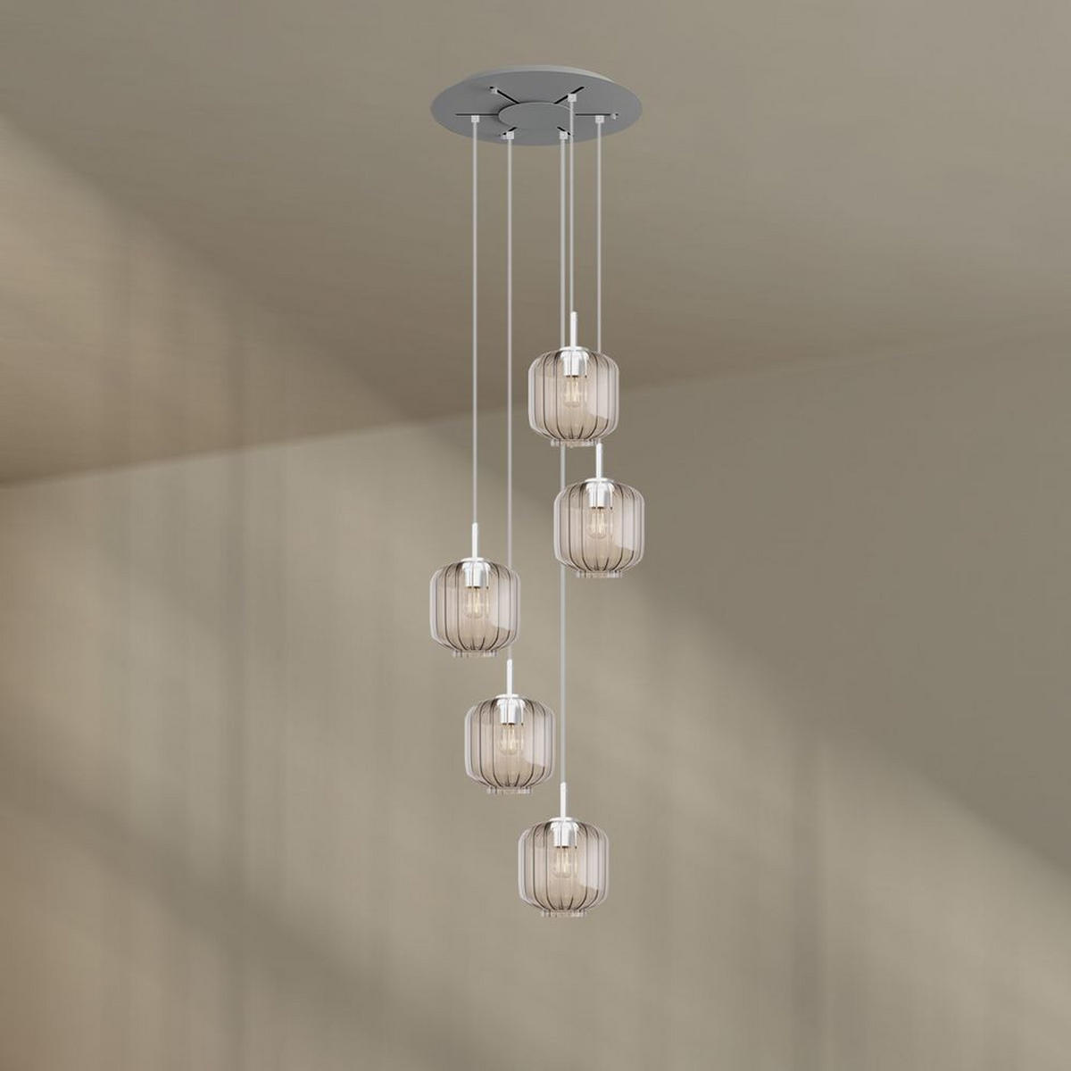 GALERIELEUCHTE Velo 5-flammig Klar Ø 20cm - Klar/Weiß, Glas (20/20/20cm) - s.luce